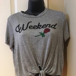REVIVE Weekend Crop T Shirt with Front Tie. NWT